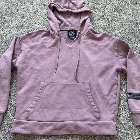 ALPHALETE WOMENS VERY TERRY HOODIE SIZE MEDIUM ROSE QUARTZ WASHED LOOK - Picture 4 of 12